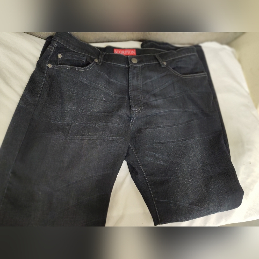 Scorpion Jeans Men’s 40x32 Black Denim 5 Pockets VGC Distressed Vintage